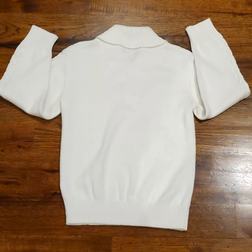 Girls Gymboree white cable knit collared sweater size S(5/6)